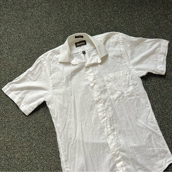 ADONIS White Cotton Short Sleeve Button Down Formal Fancy Dress Shirt Neck 14.5 - Picture 8 of 16